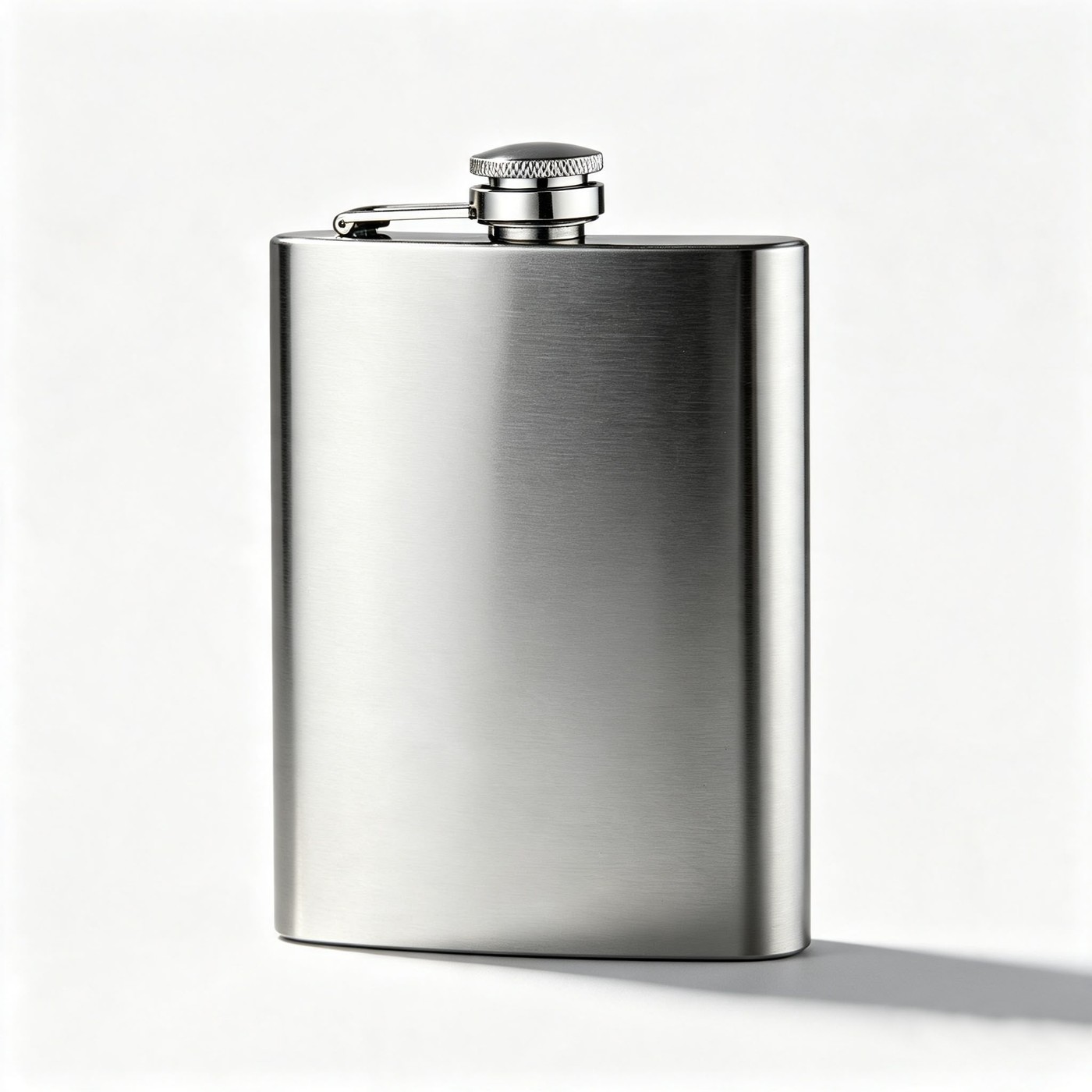 Blank stainless steel hip flask before engraving