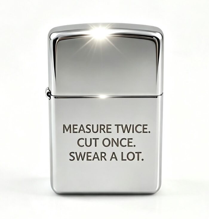 Chrome cigarette lighter engraved with a personalised message